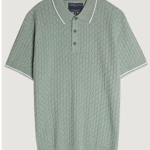 Green Cable Knit Polo Shirt